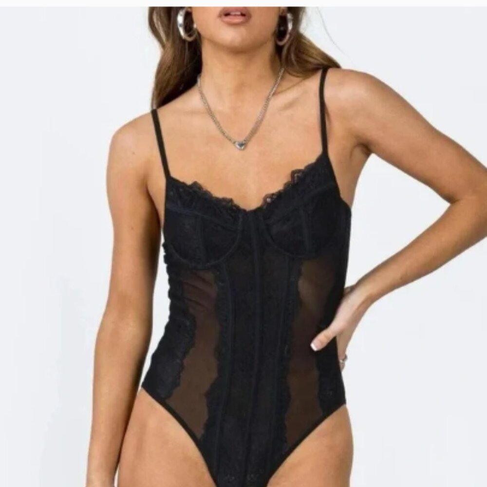Princess Polly Black Lace Corset Bodysuit